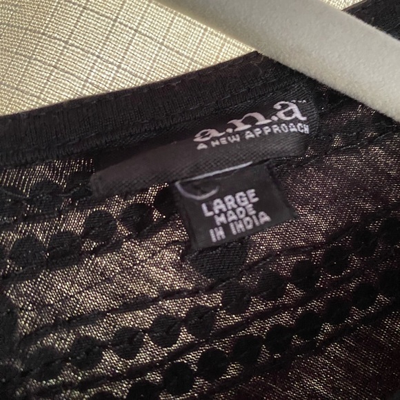 A.N.A black Shift Dresses sleeveless with sequins around the collar size large - Picture 4 of 5